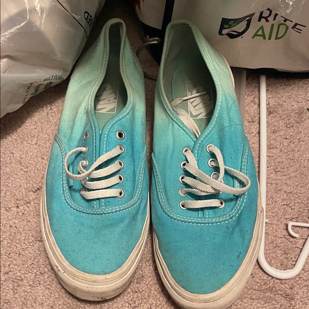 Vans Aqua Canvas Shoes with White Accents